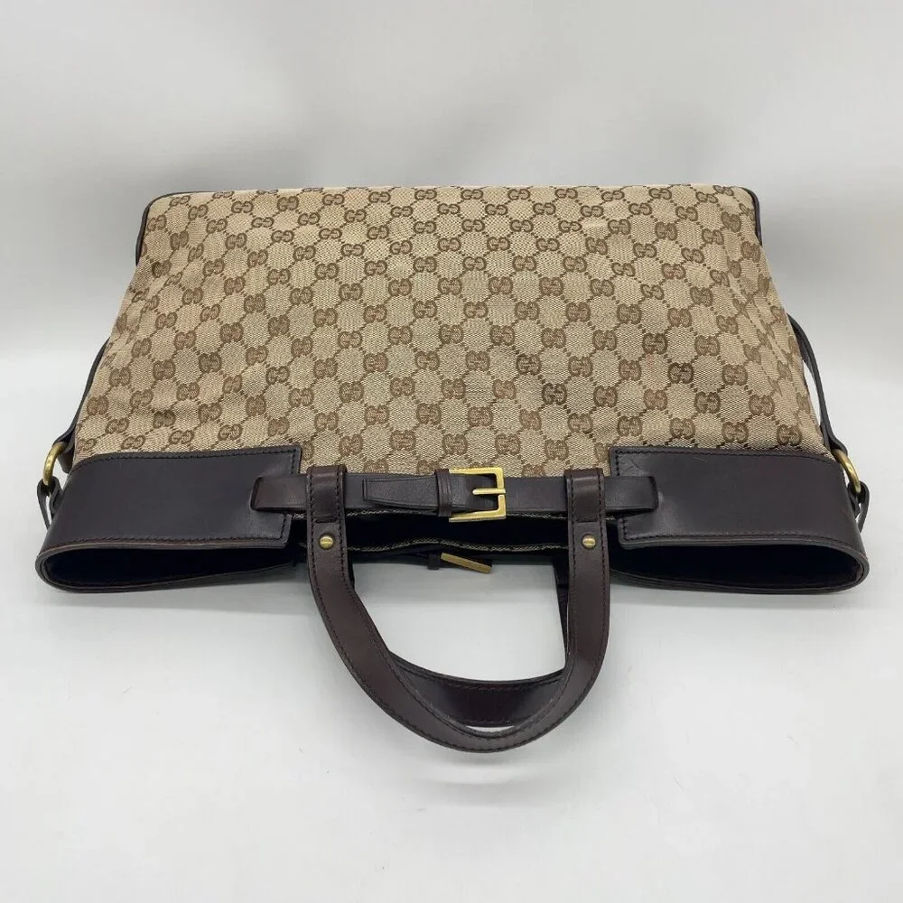❌SOLD❌ Authentic Gucci GG Canvas/Leather Buckle Tote Bag - Picture 8 of 17